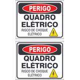 2 Placas Sinalização Quadro Elétrico Risco De Choque 25x20cm