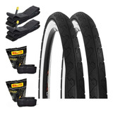 2 Pneu Kenda Faixa Branca Slick 26x1 95 2 Câmaras Pirelli Cor Preto branco