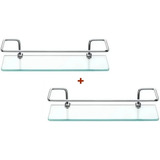 2 Porta Shampoo Reto Vidro Retangular Com Haste