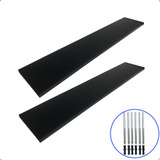 2 Prateleira 80x15 Mdf Preto C suporte Cozinha Quarto Sala