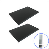 2 Prateleiras 30x20 Mdf Preto Dormitorio Suporte Invisivel
