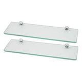 2 Prateleiras De Vidro 6mm Temperado Incolor De 50x15 Cm