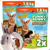 2 Ração Funny Bunny Delícias Da Horta Coelho Roedores 1 8kg