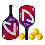 2 Raquetes Pickleball Fury 4 Bolas Mochila Shark 230g 15mm