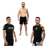 2 Rash Guards Sublimadas Térmica 1 Shorts Bjj no gi 