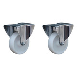 2 Rodizios Fíxo Inox 4 C Placa E Roda De Nylon Colson