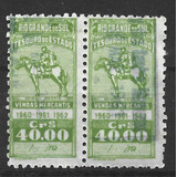 2 Selos Rio Grande Sul 1960 Fiscal Tesouro Estampilha 40 Cr