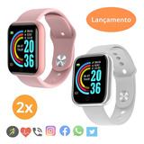2 Smartwatch Para Celulares Design Inovadorpulseira Moderna Cor Da Pulseira 1 Branco 1 Preto