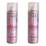2 Spray Glitters Pink Princesa Popper Para Cabelos E Corpo