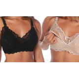 2 Sutiãs Amamentação Renda Gestante Sem Bojo Lingerie