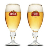 2 Taça Copo Cálice Stella Artois Litografada Cerveja 250ml Cor Transparente Com A Borda Dourada