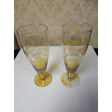 2 Taças De Cristal Anos 70 algumas Falhas No Dourado