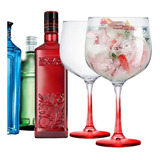 2 Taças Gin De Vidro 650ml Ideal Beefeater Tanqueray Bombay Cor Vermelho