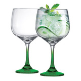 2 Taças Gin De Vidro 650ml Ideal Tanqueray Beefeater Bombay Cor Verde