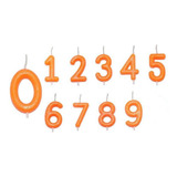 2 Unid Vela De Aniversário Laranja Neon Números A Escolher