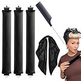 2 Unidades 3 Unidades Modelador De Cabelo Sem Calor Com Toalha Quadrada E Pente De Cauda Pontiagudo Cachos Sem Calor De Cetim Durante A Noite Cachos Noturnos Elásticos Para Cabelos Longos Cabelos