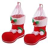 2 Unidades Enfeites De Decoração De Árvore De Férias Porta Doces De Natal Presentes Retrô Lanches De Papai Noel Enfeite De Natal Pendurado Meias De Bota Vintage