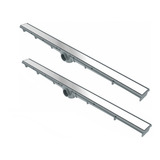 2 Unidades Ralo Linear Inox 5x70 Invisivel Oculto Banheiro Banho Sifao