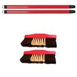2 Unidades Vassoura De Pelo Natural Crina Macia 30Cm Para Limpeza De Pisos Delicados Com 2 Cabos De 1 20m