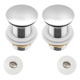 2 Valvulas Ralo 1 1 4 Click Pia Banheiro Inox Cuba Kit 2un Acabamento Cromado Cor Prateado