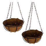 2 Vasos Fibra De Coco 30cm Planta Suspenso Pendente Corrente