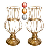2 Vasos Jarros Armação Conde 35cm Para Pedrarias Dourado