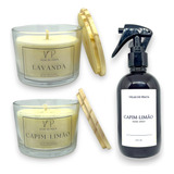 2 Velas Capim limão Lavanda 100g Homespray 250ml