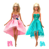 2 Vestidos Da Gala festa 2 Pares De Sapatos Boneca B4rbie