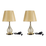 2 X Abajur Luminária Quarto Sala Criado Mudo Cristal Bivolt