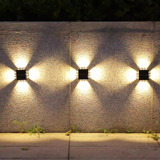 2 X Arandela Solar 4 Focos Parede Slim 12 Fachos Led Externa Cor Amarelo 3000k