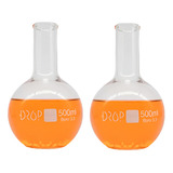 2 X Balão De Fundo Chato De Vidro Boca Estreita 500 Ml