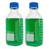 2 X Frasco Reagente Tampa Vidro 1 Litro 1000ml Laboratório