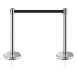 2 X Pedestal Organizador Separador Fila Cromado Fita Preta
