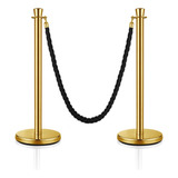 2 X Pedestal Separador De Fila Dourado 1 Cordão Preto