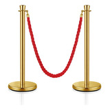 2 X Pedestal Separador De Fila Dourado 1 Cordão Vermelho