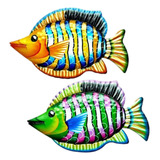 2 X Placa De Decoração De Parede De Peixes Coloridos
