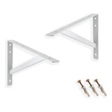 2 X Suporte Cantoneira Mão Francesa 35cm Reforçado Branco