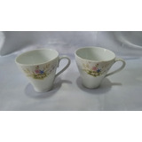 2 Xícaras De Café Sem Pires Porcelana Real Floral