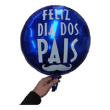 20 Balão Redondo Metalizado 45cm Feliz Dia Dos Pais Bigode Cor Azul Royal