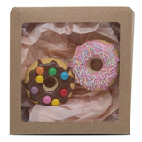 20 Caixas De Presente Kraft 15x15x4 Visor/ Tampa+fundo