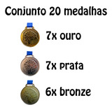 20 Medalhas 3,5cm Aço Premiação Completa