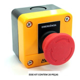 20 Peça Caixa Plástica Amarela C/botão Emergência- 1nf Cp1-e