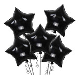 20 Balão Estrela Metalizada Preta 45cm Festa Preto Ar Gás Hé