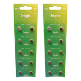 20 Baterias Alcalina Lr626 1 5v Elgin Botão 2 Cartela C 10un
