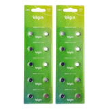 20 Baterias De Lr621 ag1 Pilha Moeda Elgin 1 5v 2 Blisters