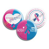 20 Botons Outubro Rosa E Novembro Azul 4 5cm Personalizados
