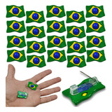 20 Bottons Broche Brasil Bandeira Patria Pin Plástico Copa