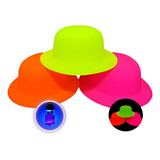 20 Chapéu Coquinho Plástico Festa Neon Brilha Luz Negra