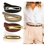 20 Cintos Feminino Fivela Dourada Alongada Fino Atacado