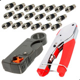 20 Conector Rg59 Alicate Crimpar Cabo Coaxial Decapador
